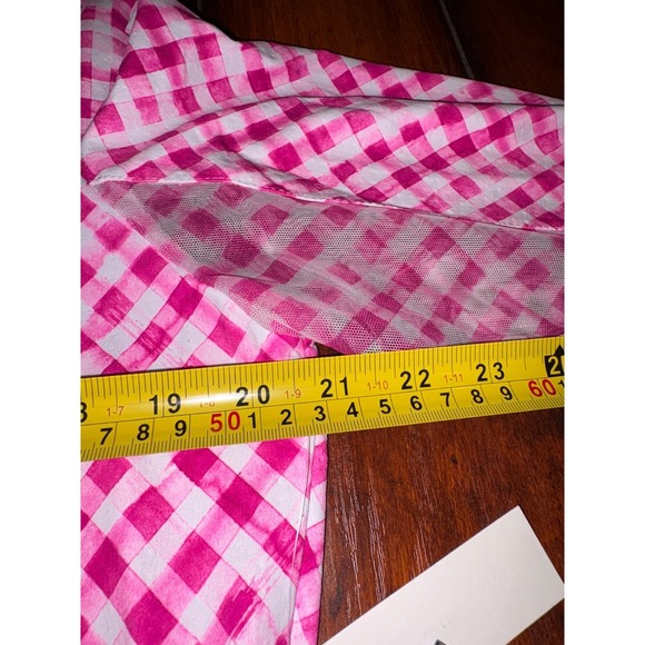 IBKUL Womens Long Sleeve Quarter Zip Golf Top Size L Pink White Gingham UPF 50+ - Picture 6 of 8